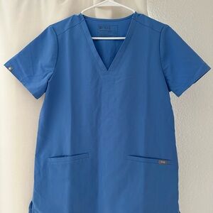 Figs V-Neck Scrub Top in Blue